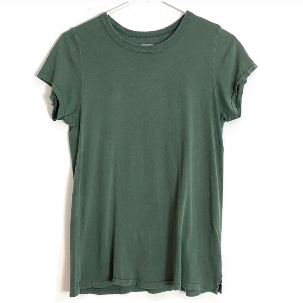 Aerie Soft Distressed Crewneck Tee Small Green